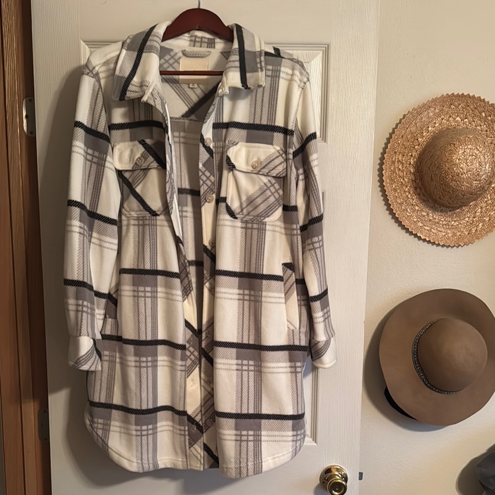 Plaid Button-Up Shirt Jacket